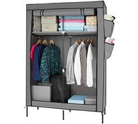 TecTake 403444 Armadio per Vestiti, Organizzazione Guardaroba, Sistema di Inserimento, Scomparti Scomparti, Asse Appendiabiti, Mobile, Telaio Robusto, Grigio, Nuovo, 108x45x164 cm