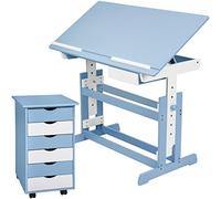 TecTake 800062 Scrivania Regolabile in Altezza + Comò Cassettiera a Rotelle (Blu | no. 401241)