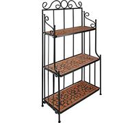 tectake 800572 - Scaffale Metallico Mosaico, 3 Ripiani in Mosaico di Pietra, Intelaiatura in Metallo dalle Linee - Disponibile in Diversi Colori (Terra | No. 402770)