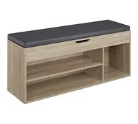 TecTake 800859 Scarpiera con Molto Spazio, Panchina Universale, 3 Scomparti Aperti e Estraibile, Morbido Cuscino per la Seduta Imbottito, Stabile e Sicura (Legno Chiaro)