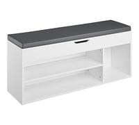 TecTake 800859 Scarpiera con Molto Spazio, Panchina Universale, 3 Scomparti Aperti e Estraibile, Morbido Cuscino per la Seduta Imbottito, Stabile e Sicura (Bianco)