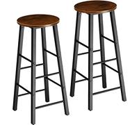 TecTake 800971 2 sgabelli da bar Keynes, Pannello in truciolato effetto legno, Robusti telai in acciaio (industriale scuro)