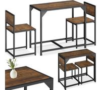 TecTake 800975 Salottino Milton, Sedie con cappucci in plastica per non graffiare il pavimento, Tavolo con piedi in plastica regolabili in altezza (industriale scuro)