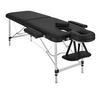 tectake 801044 Lettino da massaggio a 2 zone con rullo, Grande comfort, Resistente e facile da curare (nero)