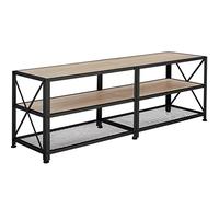 tectake® Mobile TV 141x41,5x50,5cm, Mobile Soggiorno 3 Ripiani di cui 1 con Rete, Madia Soggiorno Moderna per TV 55 pollici, Home Theater, Libri, Arredamento Casa e Cucina - Legno Industriale Chiaro