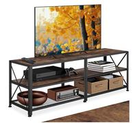 tectake 801055 Mobile basso Chicago, 3 ripiani aperti, Piedi in plastica regolabili in altezza (Industriale scuro, 141 cm)
