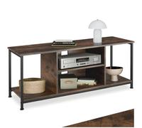 tectake® Mobile TV 120x40x50,5cm, Mobile Soggiorno 4 Ripiani Aperti, 1 Mensola Regolabile, Madia Soggiorno Moderna per TV 55 pollici e oltre, Home Theater, Casa e Cucina, Legno Industriale Scuro