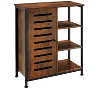 tectake 801126 Credenza Coventry, Ripiano e 3 scomparti, Scomparto con porta magnetica e 2 ripiani regolabili (industriale scuro, Cerniera porta a sinistra)