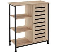 tectake 801126 Credenza Runcorn, Ripiano e 3 scomparti, Scomparto con porta magnetica e 2 ripiani regolabili (Industriale legno chiaro, rovere Sonoma, Cerniera porta a destra)