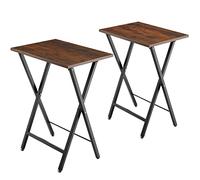 tectake 801167 Set di 2 tavolini Phoenix, Pannello in truciolato effetto legno, Stabile telaio in acciaio (industriale scuro)