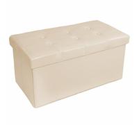 TecTake 80x40x40 cm Sgabello pieghevole Cassapanca Pouf Contenitore Poggiapiedi Cubo - disponibile in diversi colori - (Beige | No. 401461)