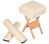TecTake® Accessori Lettino Massaggio, Sgabello Imbottito, Rullo Cilindrico, Mezzo Cilindro, Cuscino per Lettino, Rullo Fisioterapia, Cilindro per Fisioterapia - Beige