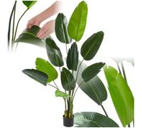 tectake® Albero del Paradiso Artificiale, Foglie Dettagliate in Plastica PEVA, Vaso Stabile, Decorazione per Soggiorno, Ufficio e Interni, Facile da Pulire - 160 cm