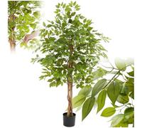 tectake® Albero di Ficus Artificiale, Foglie Realistiche, Vaso in Plastica, Decorazione per Soggiorno, Ufficio e Interni, Facile da Pulire, Arredamento - 160 cm