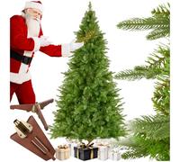 tectake® Albero di Natale Artificiale, Albero di Natale Realistico con Aghi in PVC, Albero Natale con Supporto in Legno, Ideale per Decorazioni Casa Moderna - Verde, 220 cm / 907 punte