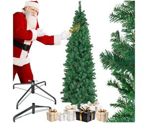 tectake® Albero di Natale Artificiale, Albero di Natale Realistico con Aghi in PVC, Albero Natale con Supporto in Legno, Ideale per Decorazioni Casa Moderna - Verde, 200 cm / 832 punte