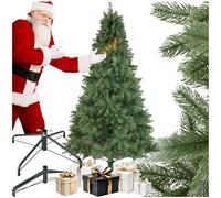 tectake® Albero di Natale Artificiale, Realistico, Aghi Stampati a Pressofusione, Albero Natale con Supporto Pieghevole, Decorazioni Casa Moderna - Verde, Premium: 210 cm / 1106 punte