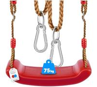 tectake® Altalena da Giardino per Bambini, Altalena da Giardino per Adulti, Ergonomica, Antiscivolo, Altalena a Dondolo da Esterno Regolabile in Altezza, Resistente alle Intemperie - Rosso