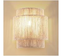tectake® Applique parete interno Lignea Lux in juta in stile Boho, 40W, E 14, lampada vimini, lampadari rustici, lampada da parete, lampadario soggiorno, applique vintage arredamento, luce bagno