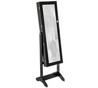 TecTake ARMADIETTO PORTAGIOIE CON SPECCHIO SPECCHIERA CON ANTA PORTAOGGETTI GIOIELLI 147 x 45 x 37 cm - disponibile in diversi colori - (Nero)