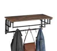 tectake® Armadio pensile 66x30x27cm, Appendiabiti da Parete, 5 Ganci Removibili, Utile Ripiano di Appoggio, Ideale Mobile Ingresso per Casa e Ufficio - Legno Industriale Scuro