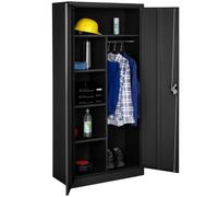 TecTake® Armadio Portadocumenti, 6 Scomparti, Asta Appendiabiti, Armadio Multiuso in Acciaio Verniciato, Mobile con Ante Rinforzate, Serratura a Cilindro di Sicurezza, 80 cm - Nero