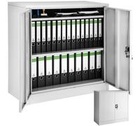 TecTake® Armadio Portadocumenti, Armadio Multiuso 3 Scomparti, Ante a Battenti Rinforzate, Chiusura con Serratura a Cilindro, Acciaio di Alta Qualità Verniciato a Polvere, 90x40x90 cm - Grigio
