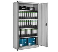 tectake® Armadio Porte Battenti, 180x80x40 cm, con 2 Ante e 5 Ripiani, Mobile con Serratura Chiave, Armadietto Portadocumenti e Faldoni per Ufficio in Metallo, Mobili Ufficio, Archivio - Grigio