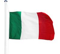 tectake® Asta Alluminio 625 cm con Bandiera, Corda e Piantone, Set, Regolabile in Altezza, Asta Allungabile, Asta Bandiera Esterno, Asta per Bandiera da Giardino - Italia