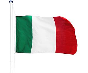 tectake® Asta Alluminio 625 cm con Bandiera, Corda e Piantone, Set, Regolabile in Altezza, Asta Allungabile, Asta Bandiera Esterno, Asta per Bandiera da Giardino - Italia