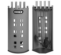 tectake® Attrezzi camino, Accessori casa e caminetto, Set 5 pz porta attrezzi, Paletta, Scopetta, Pinza, Trespolo, Attizzatoio, Impugnatura acciaio, Ideale Camino a legna, Stufa - Grigio