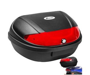 tectake® Bauletto Moto, Bauletto Scooter, Top Case Universale, Valigia Posteriore 48 Litri, Per 2 Caschi, Con Serratura, Catarifrangente, Per Scooter, Moto, Quad, ATV