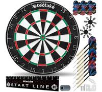 tectake® Bersaglio Freccette Professionali, 9 Frecce da Competizione, 21 Alette, Linea di Partenza, Freccette Bersaglio, in Sisal Autorigenerante, Darts, Gioco Interno ed Esterno, Dart Board