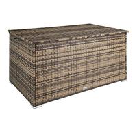 TecTake® Box Contenitore da Esterno 750L, Mobile da Giardino con Intreccio in Polyrattan, Telaio in Alluminio, Coperchio Rinforzato, Resistente ai Raggi UV, 145 x 82,5 x 79,5 cm - Naturale