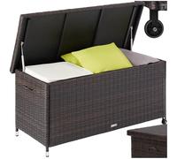 TecTake® Box Contenitore da Esterno, Mobile da Giardino con Intreccio in Polyrattan, Pratiche Maniglie, Rotelle, Tasca Estraibile, Chiusura a Combinazione, 120x55x61,5cm, 270 L - Marrone