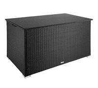 TecTake® Box Contenitore da Esterno, Mobile da Giardino con Intreccio in Polyrattan, Telaio in Alluminio, Coperchio Rinforzato, Resistente ai Raggi UV, 145 x 82,5 x 79,5 cm - Nero