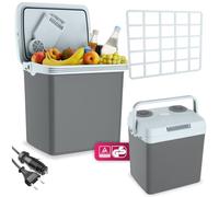tectake® Box Elettrico per Raffreddamento e Riscaldamento, Mini Frigo Portatile 25 Litri, con Maniglia per Trasporto, Frigorifero e Scaldavivande per Auto e Casa, Modalità ECO - Grigio