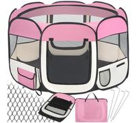 tectake® Box per Animali in Poliestere, Tenda Box per Cani, Recinto per Piccoli Animali, Struttura in Acciaio, Facile da Montare con Sistema Pop-Up, Borsa per Trasporto Inclusa - Rosa