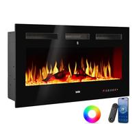 tectake® Caminetto elettrico da parete, Camino Elettrico 127x43x12 cm, 2 livelli di riscaldamento 900 W e 1800 W, 6 colori per effetto fuoco finto LED 3D, controllo app e WiFi e telecomando, Stufa