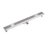 tectake® Canalina di Scarico Universale per Box Doccia o Cabina Doccia Pavimento con Piastrelle, Kit con Griglia Acciaio Inox Removibile, Canalina, Sifone, Adattatore, Valvola Antiodore - 90cm