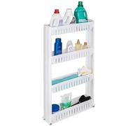 tectake® Carrello da Cucina Slim 54x12x101cm, Mobiletto Salvaspazio Multiuso con 4 Ripiani, Carrello con Ruote, Mobile Cucina Porta Detersivi Salvaspazio, Portaoggetti Bagno, Ripostiglio - Bianco