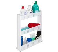 tectake® Carrello da Cucina Slim 54x12x71cm, Mobiletto Salvaspazio Multiuso con 3 Ripiani, Carrello con Ruote, Mobile Cucina Porta Detersivi Salvaspazio, Portaoggetti Bagno, Ripostiglio - Bianco