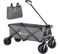 tectake® Carrello Pieghevole, Struttura Robusta in Acciaio, Carrello Trasporto con Ruote, 2 Tasche a Rete, Idrorepellente, Carrello con Ruote Portatutto, Borsa Inclusa - Grigio