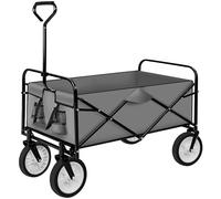 tectake® Carrello Pieghevole, Maniglione di Trazione, Ruote Portatutto, Carrellino da Giardino, 2 Pratiche Tasche a Rete, Portaoggetti, Antiribaltamento, Idrorepellente, fino a 80 Kg - Grigio
