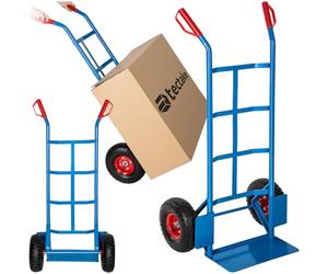 tectake® Carrello Portapacchi con Pneumatici, Carrello Con Ruote Portatutto, Carrello da Giardino, Maniglie in Plastica, Carrello Porta Attrezzi, Telaio in Acciaio, 200 Kg - Blu
