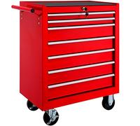 TecTake® Carrello Portautensili, Carrello, Porta Attrezzi Officina con Ruote, 7 Cassetti, Carrello Porta Attrezzi, Attrezzatura Officina, Attrezzi da Lavoro - Rosso