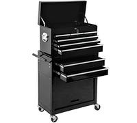 TecTake® Carrello Portautensili, Carrello, Porta Attrezzi Officina con Ruote, Bauletto Estraibile Impilabile e Mobile, Carrello porta attrezzi, Carrello con Ruote Portatutto - Nero