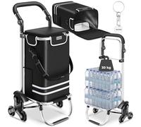 tectake® Carrello Spesa Shopper 3 in 1, Trolley Pieghevole con Borsa Termica per Surgelati, Carrello con Ruote Portatutto, Carrellino Spesa Con Ruote a Stella, Capacità max 30 kg / 40 L - Nero