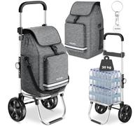 tectake® Carrello Spesa Shopper 3 in 1, Trolley Pieghevole con Borsa Termica per Surgelati, Carrello con Ruote Portatutto, Carrellino Spesa Con Ruote Scorrevoli, Capacità max 30 kg / 45,5 L - Grigio