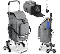 tectake® Carrello Spesa Shopper 3 in 1, Trolley Pieghevole con Borsa Termica per Surgelati, Carrello con Ruote Portatutto, Carrellino Spesa Con Ruote a Stella, Capacità max 30 kg / 50 L - Grigio